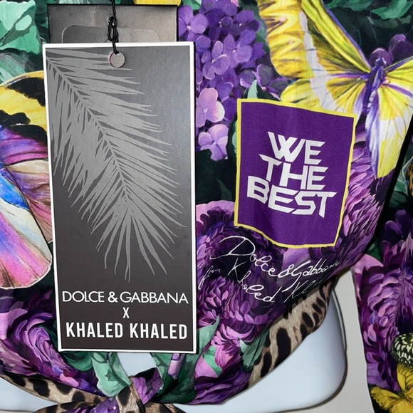 Dolce & Gabbana x Khaled Short poplin shirt butterfly print knot detail - Picture 9 of 15